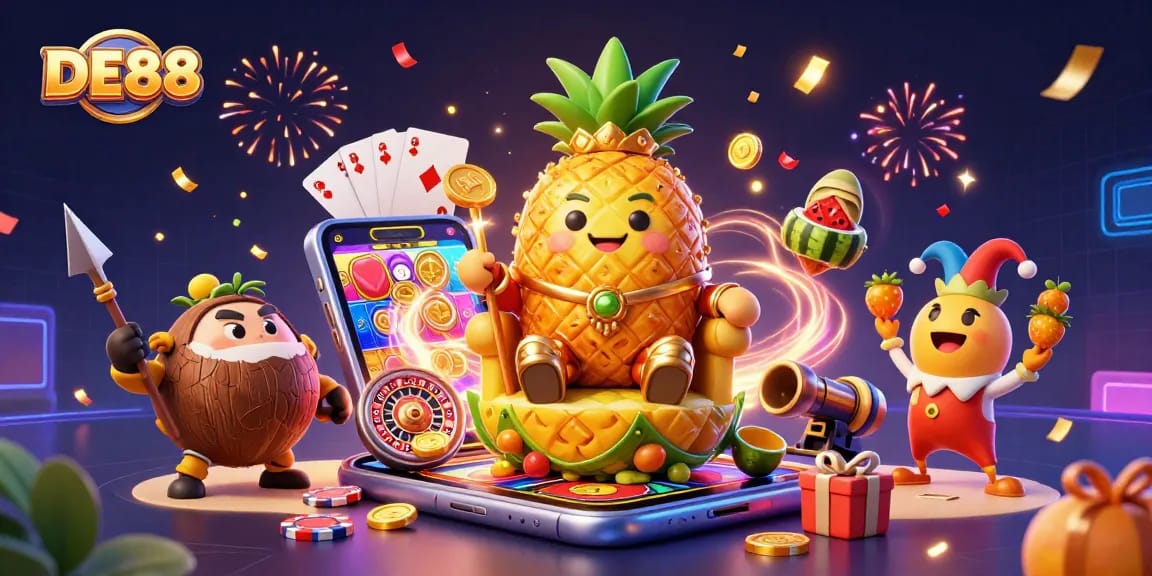 Experience the vibrant casino world with DE88 featuring animated characters and dynamic games.