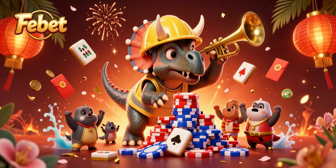 Join the celebration at Febet with exciting casino elements and vibrant characters!